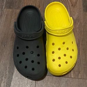Black and yellow crocs